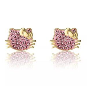Hello Kitty Stud Earrings ✦ Sterling Silver Swarovski Crystal ✦ Kawaii Gift Box